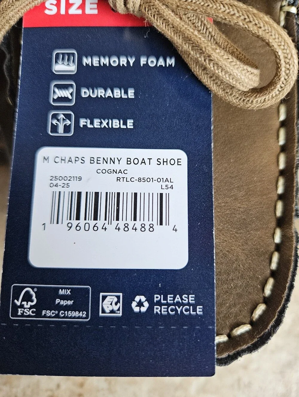 New CHAPS Benny Brown Memory Foam Boat Shoes
